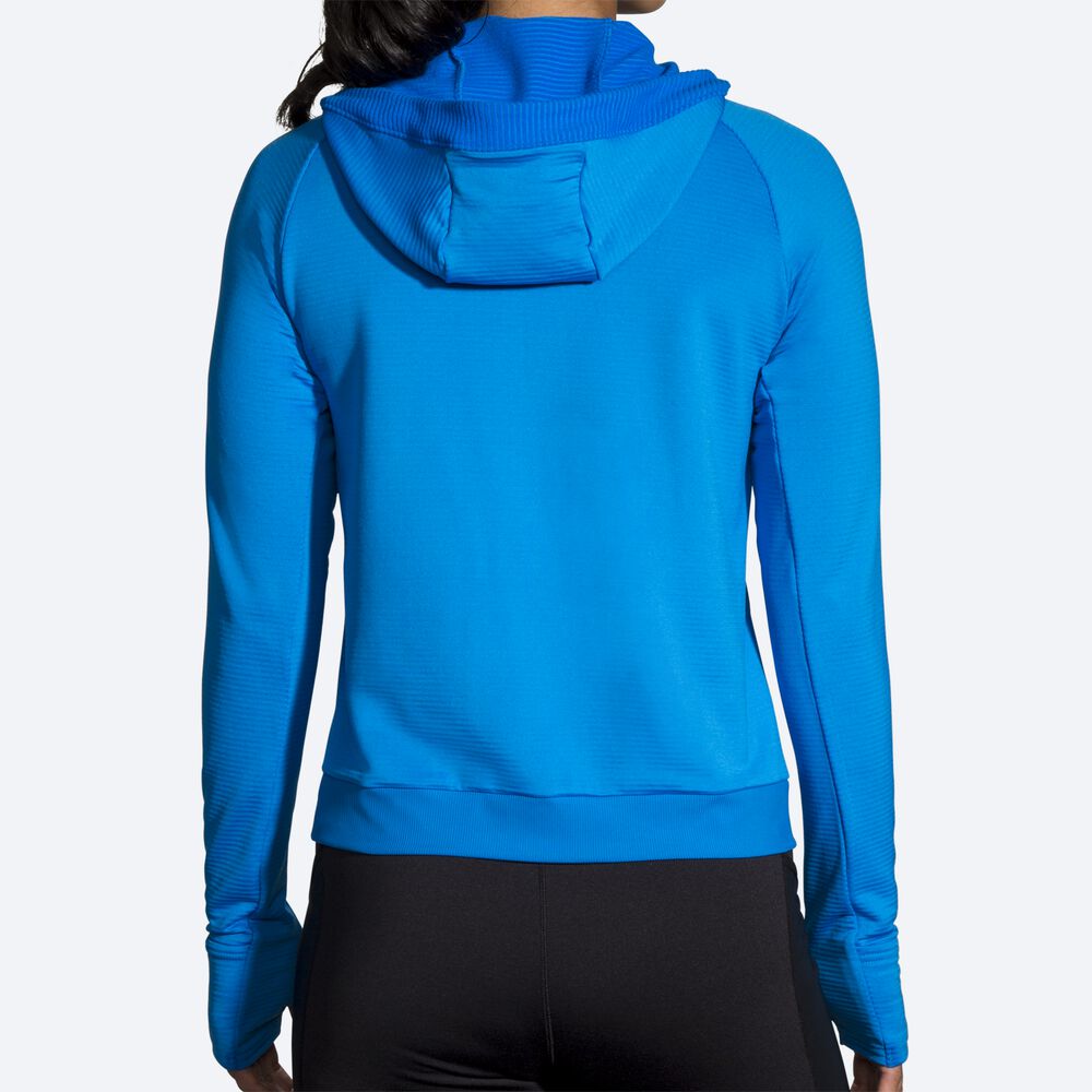 Brooks Notch Thermal Kadın Kapüşonlu Sweatshirt Mavi | TR-237086