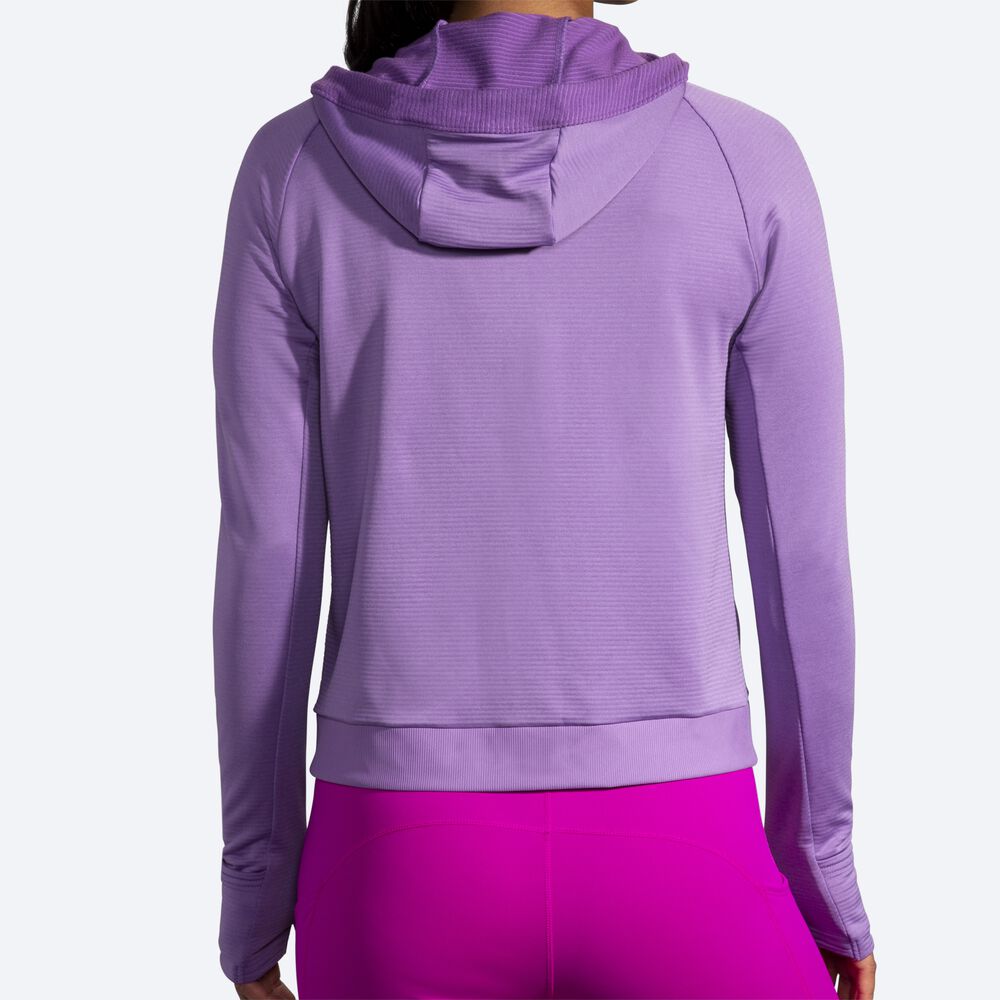 Brooks Notch Thermal Kadın Kapüşonlu Sweatshirt Mor | TR-968705