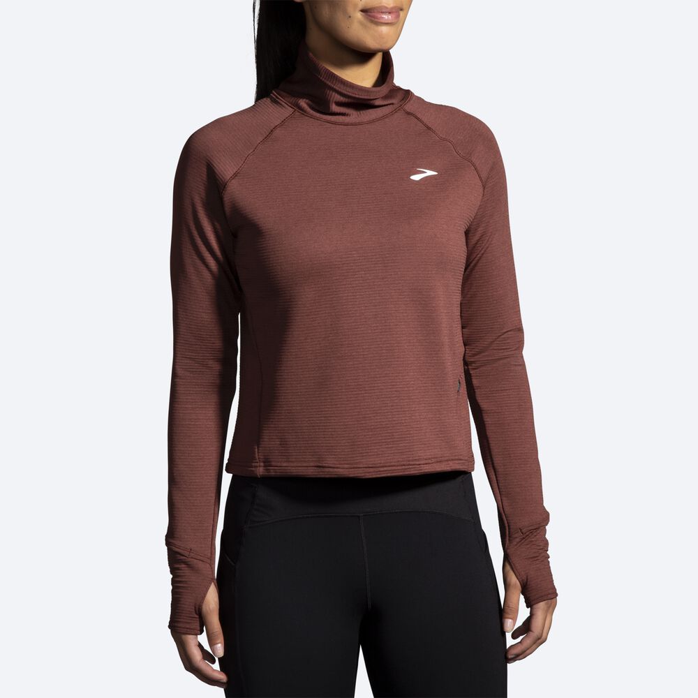 Brooks Notch Thermal Long Sleeve 2.0 Kadın Tişört Çikolata | TR-139072