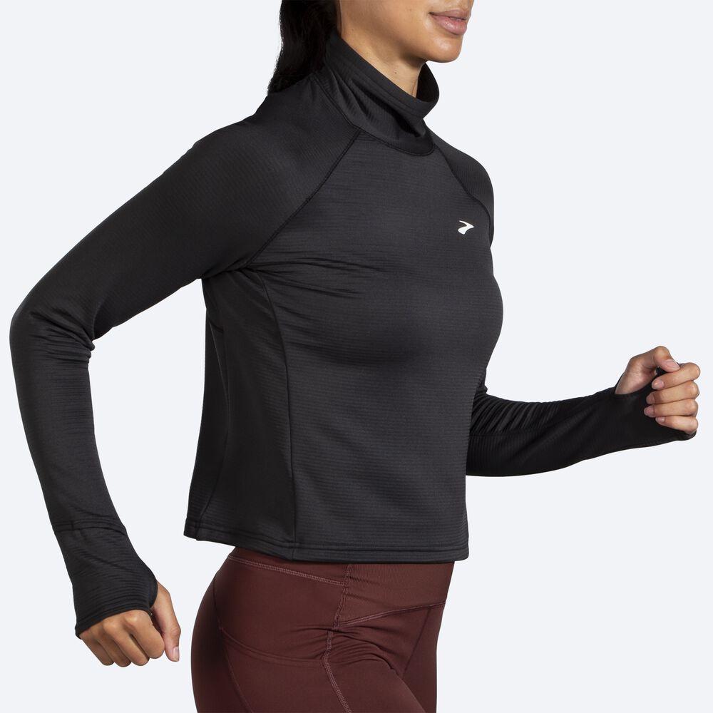 Brooks Notch Thermal Long Sleeve 2.0 Kadın Tişört Siyah | TR-654930