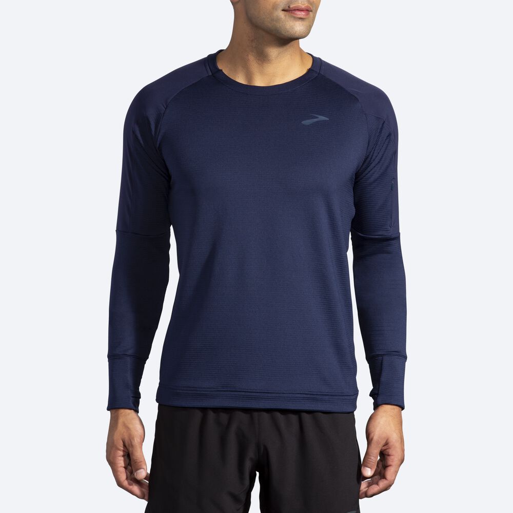 Brooks Notch Thermal Long Sleeve Erkek Tişört Lacivert | TR-763210