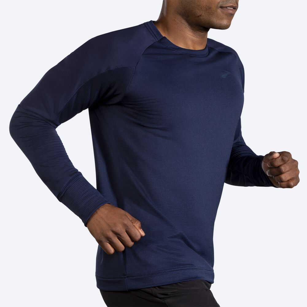 Brooks Notch Thermal Long Sleeve Erkek Tişört Lacivert | TR-763210