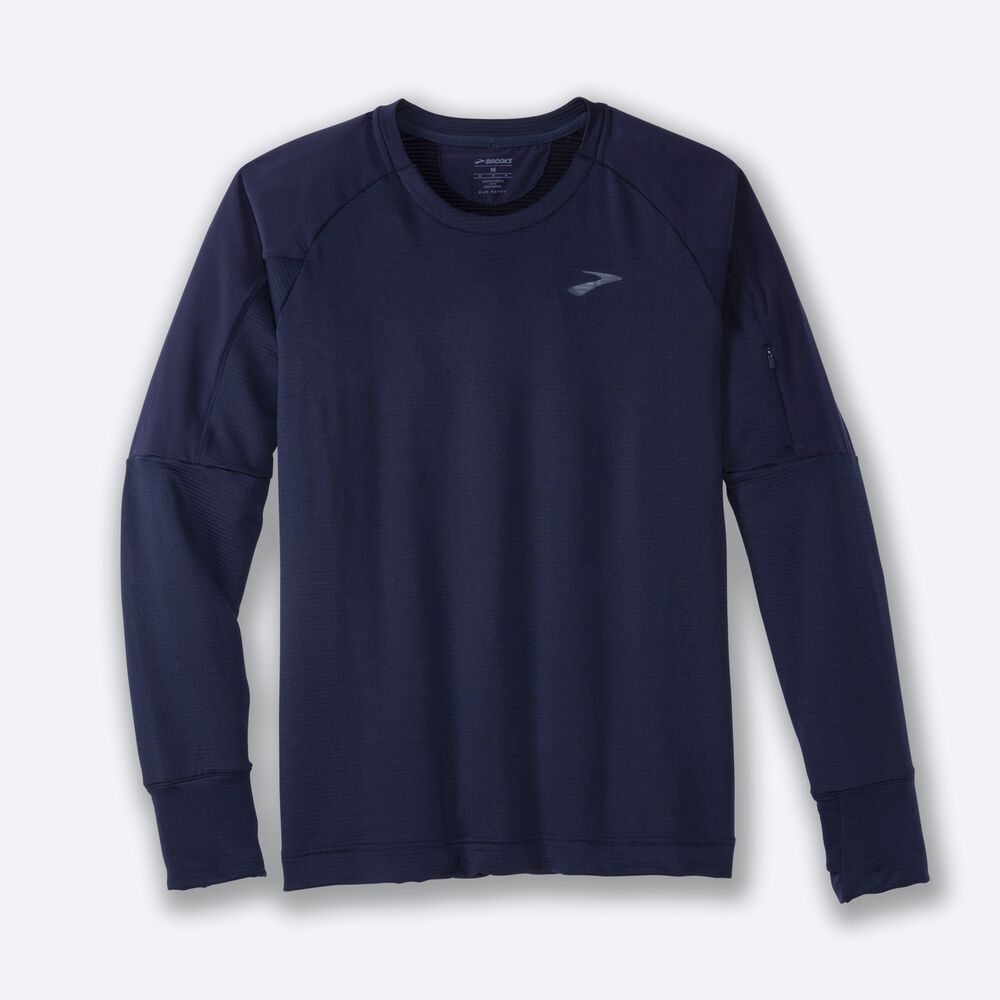 Brooks Notch Thermal Long Sleeve Erkek Tişört Lacivert | TR-763210