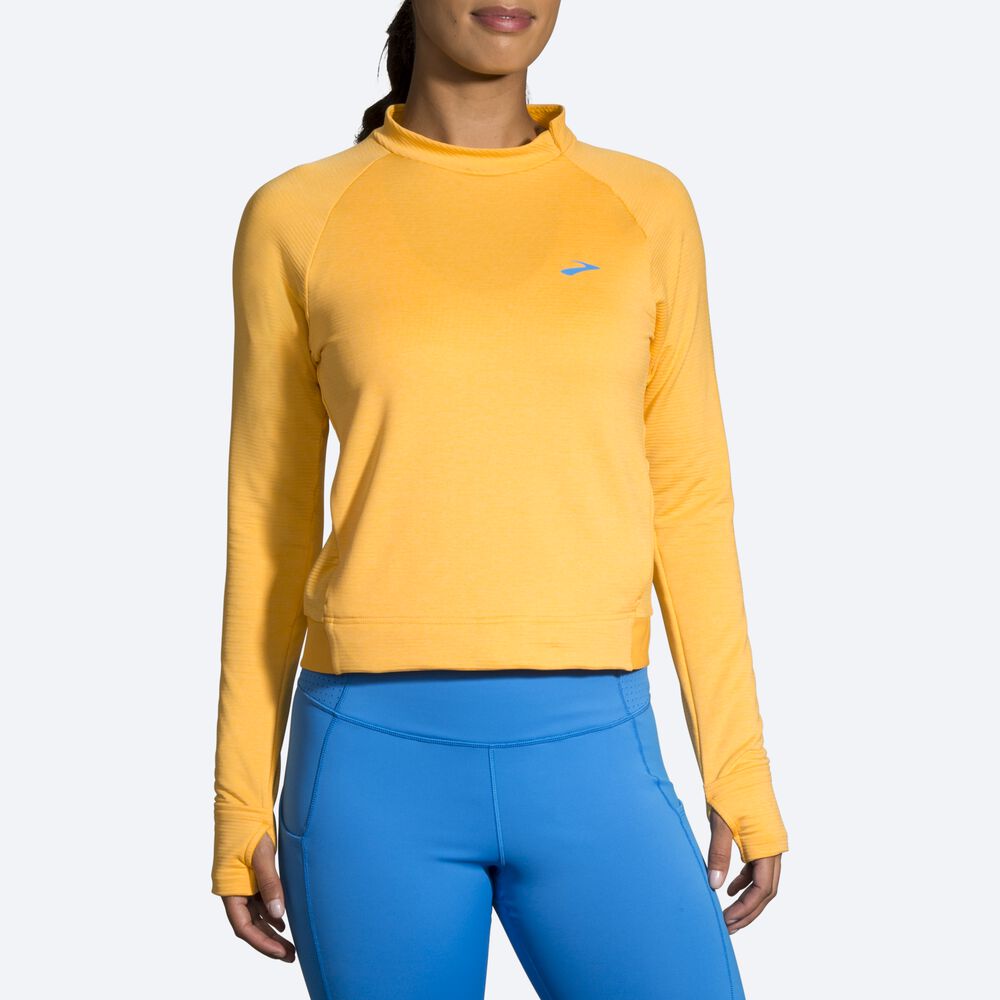 Brooks Notch Thermal Long Sleeve Kadın Tişört Sarı | TR-216497