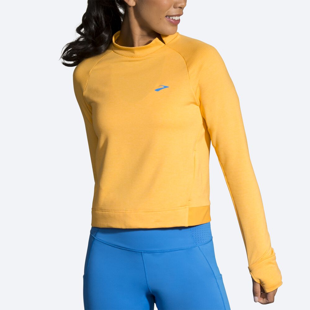 Brooks Notch Thermal Long Sleeve Kadın Tişört Sarı | TR-216497