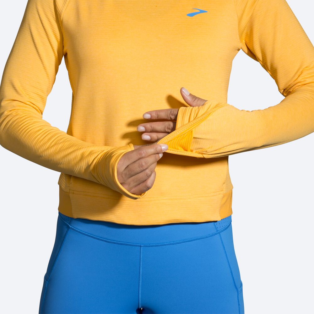 Brooks Notch Thermal Long Sleeve Kadın Tişört Sarı | TR-216497