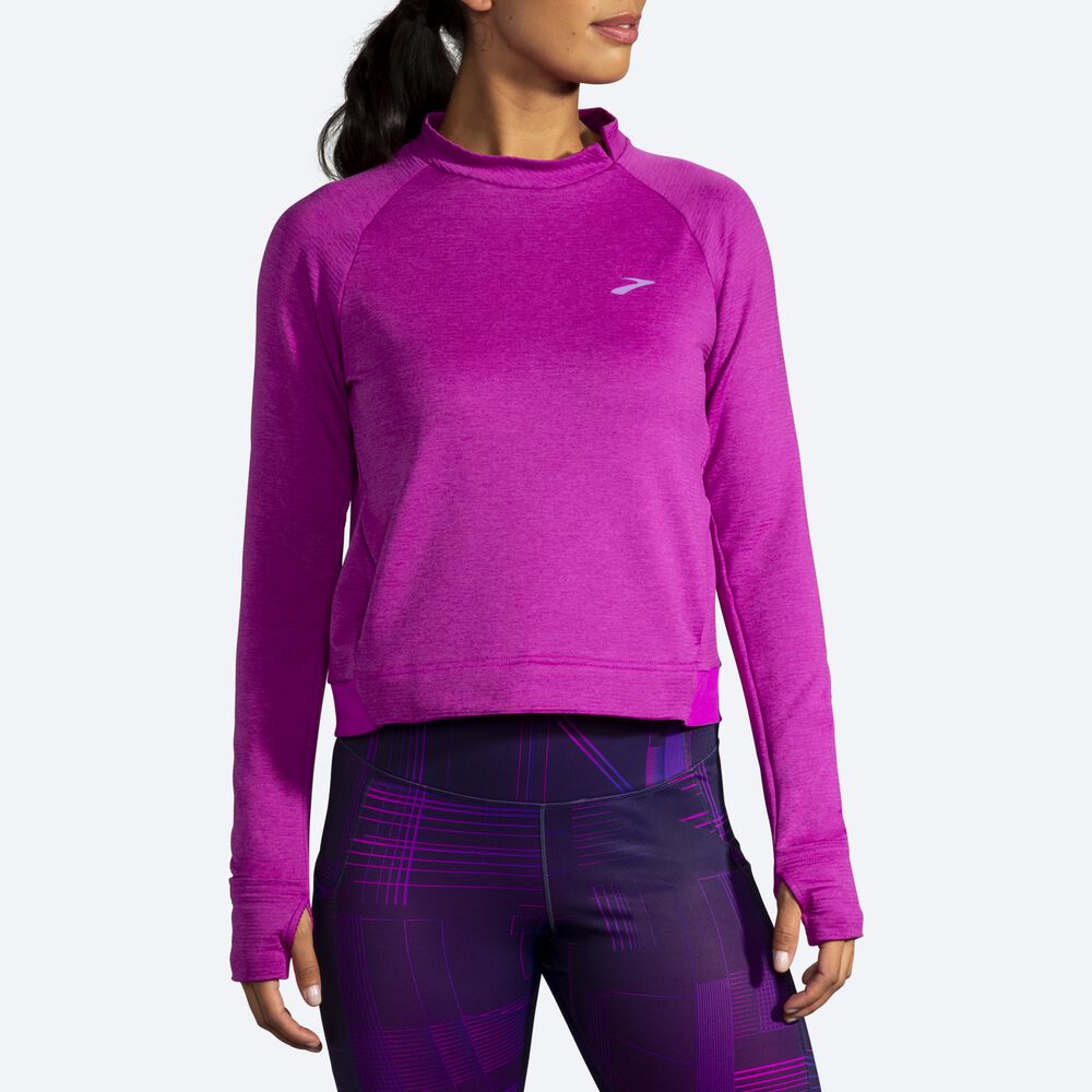 Brooks Notch Thermal Long Sleeve Kadın Tişört Pembe | TR-780926