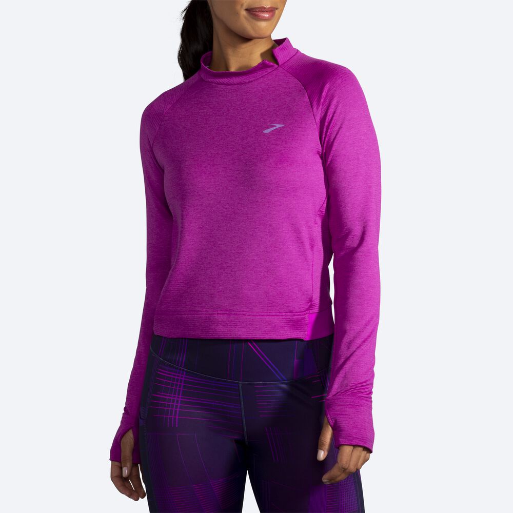 Brooks Notch Thermal Long Sleeve Kadın Tişört Pembe | TR-780926