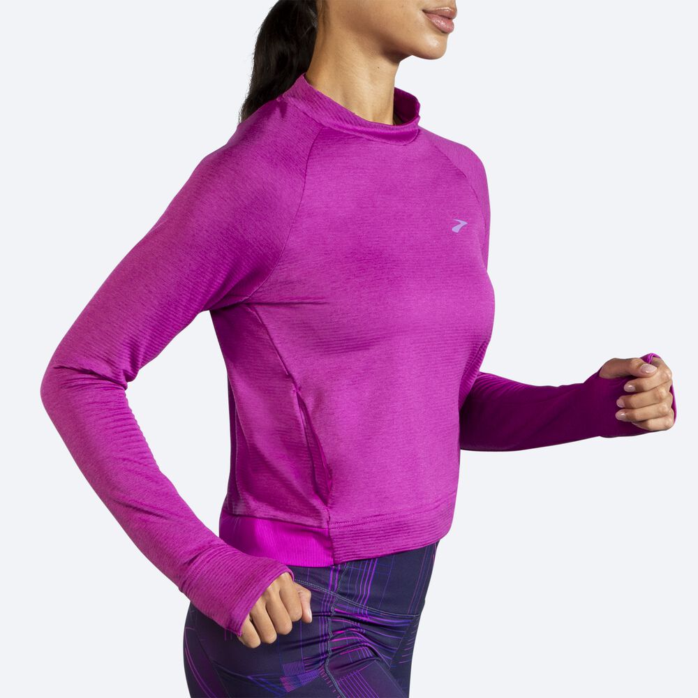 Brooks Notch Thermal Long Sleeve Kadın Tişört Pembe | TR-780926