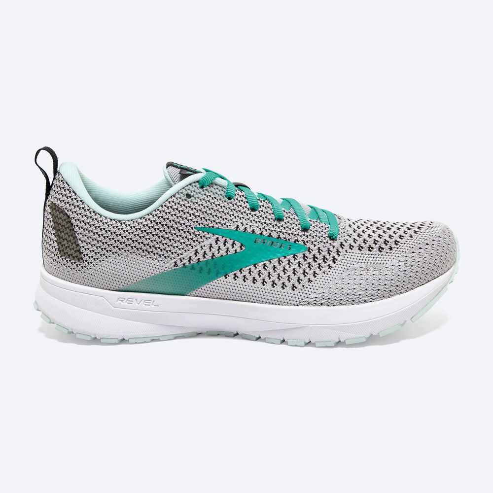 Brooks Revel 4 Kadın Koşu Ayakkabısı Gri/Açık Turkuaz/Siyah | TR-803546