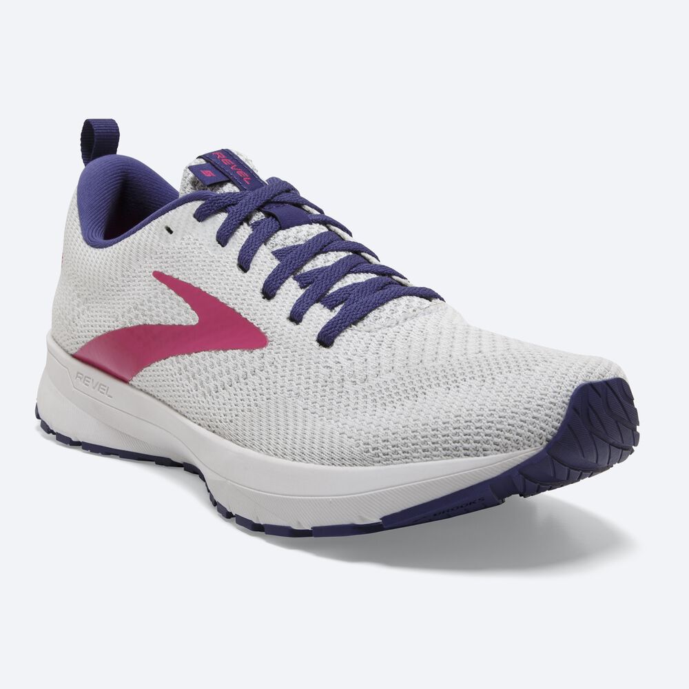 Brooks Revel 5 Kadın Koşu Ayakkabısı Beyaz/Lacivert/Pembe | TR-245687