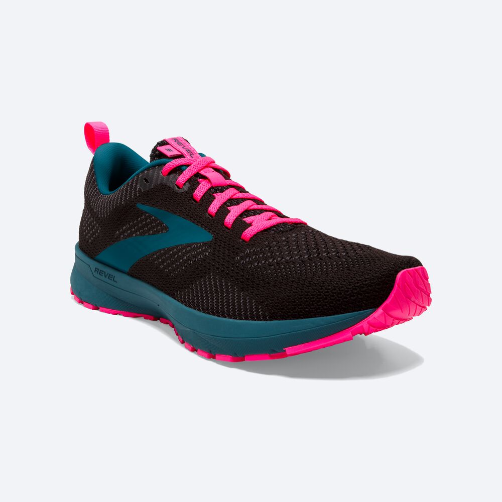 Brooks Revel 5 Kadın Koşu Ayakkabısı Siyah/Mavi/Pembe | TR-206487