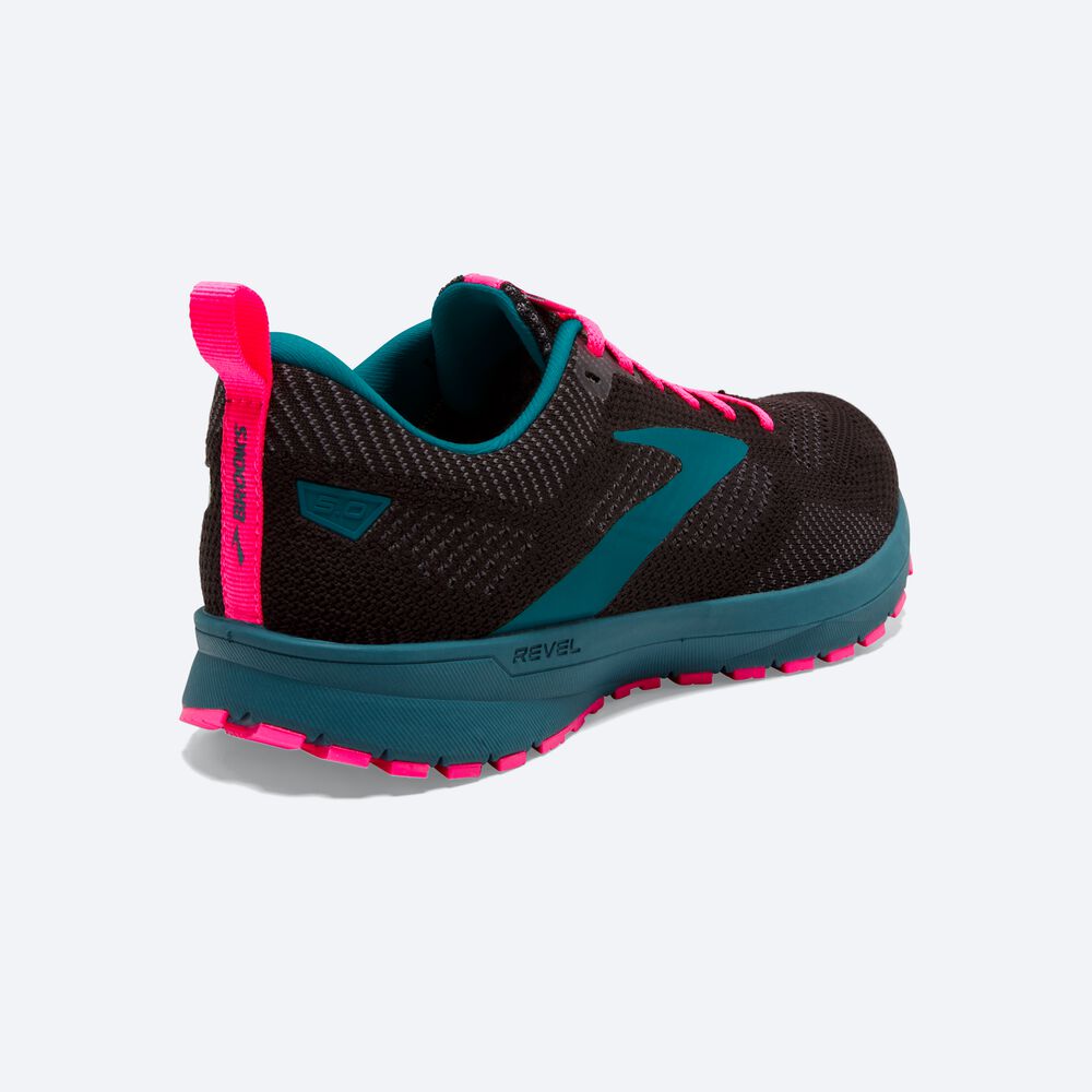 Brooks Revel 5 Kadın Koşu Ayakkabısı Siyah/Mavi/Pembe | TR-206487