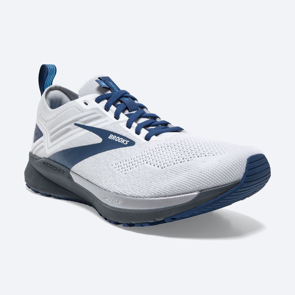 Brooks Ricochet 3 Erkek Koşu Ayakkabısı Beyaz/Gri/Mavi | TR-472698