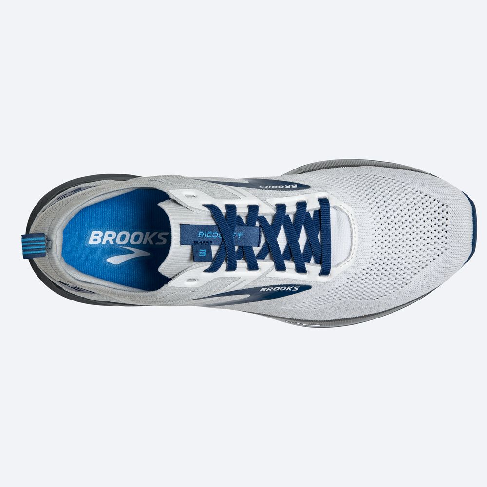 Brooks Ricochet 3 Erkek Koşu Ayakkabısı Beyaz/Gri/Mavi | TR-472698