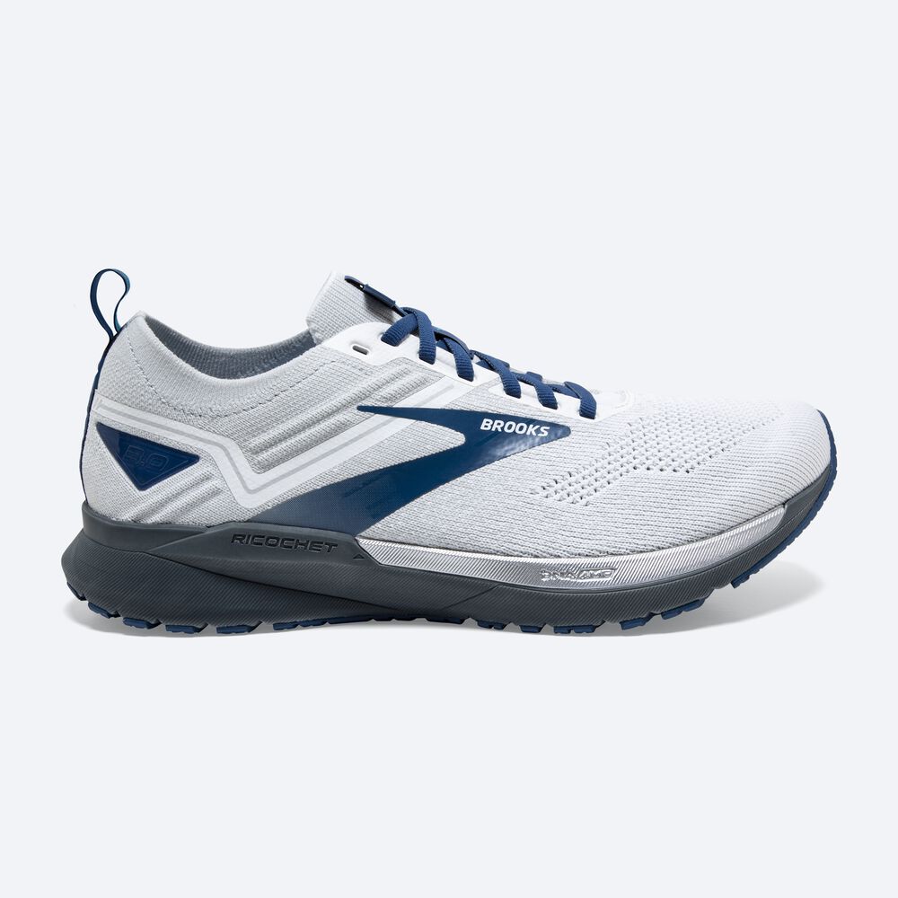 Brooks Ricochet 3 Erkek Koşu Ayakkabısı Beyaz/Gri/Mavi | TR-472698