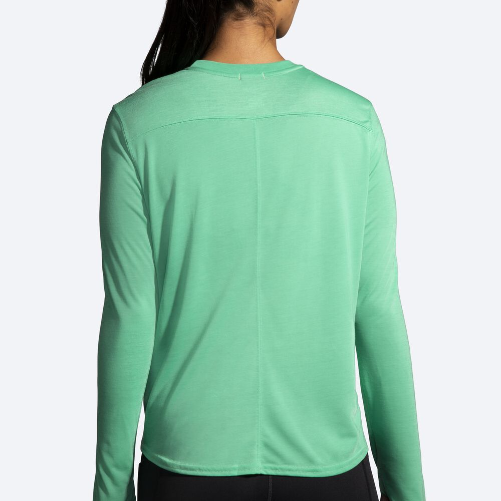 Brooks Run Merry Distance Baskılı Long Sleeve Kadın Tişört Yeşil | TR-402165