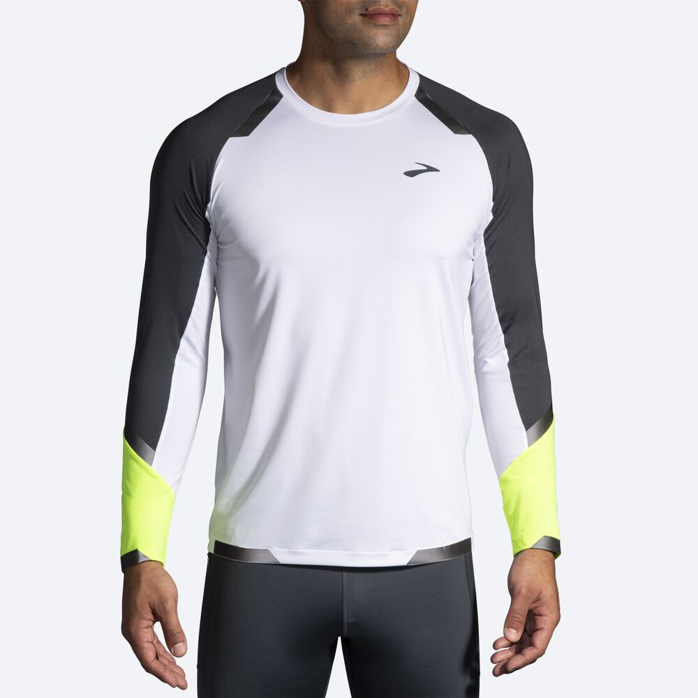 Brooks Run Visible Long Sleeve Erkek Tişört Beyaz | TR-419067