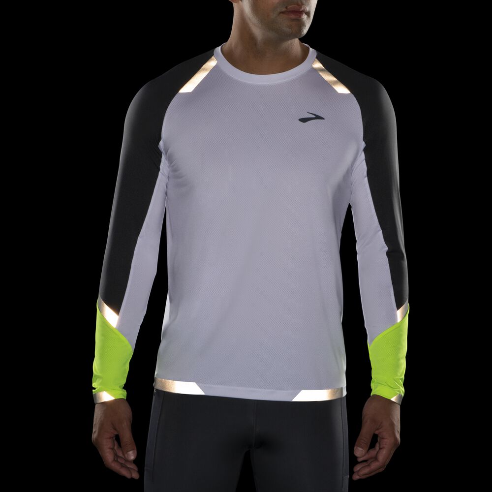 Brooks Run Visible Long Sleeve Erkek Tişört Beyaz | TR-419067