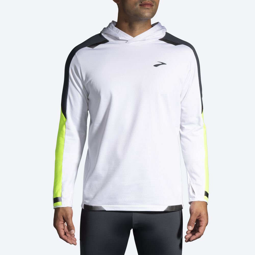 Brooks Run Visible Thermal Erkek Kapüşonlu Sweatshirt Beyaz | TR-095468