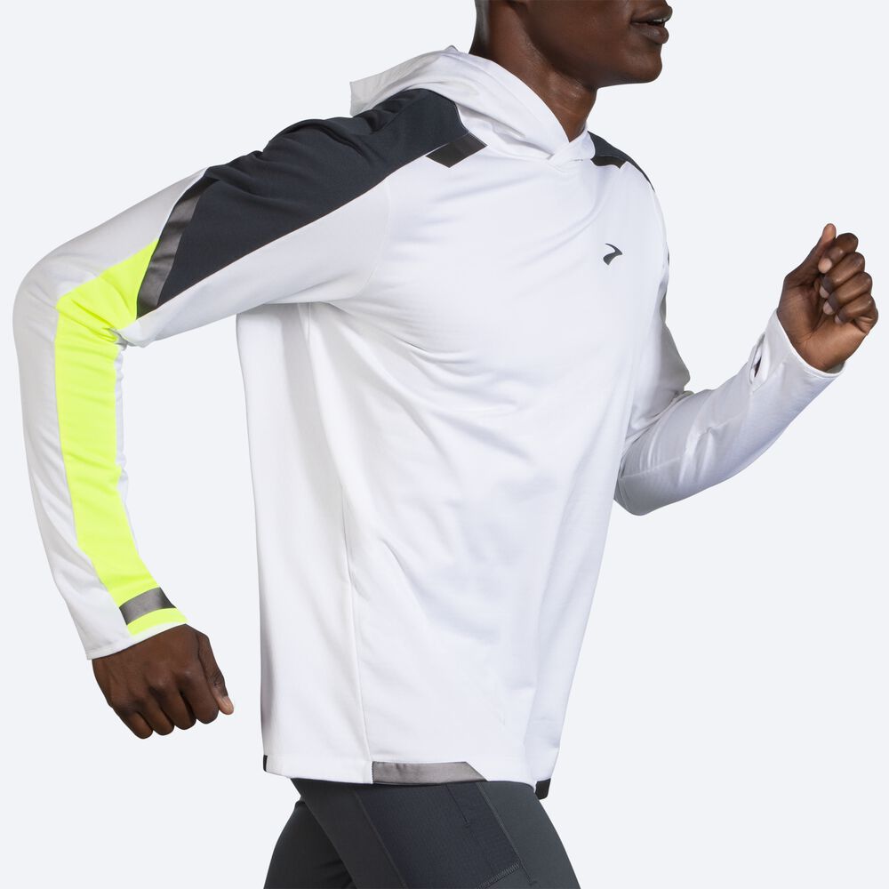 Brooks Run Visible Thermal Erkek Kapüşonlu Sweatshirt Beyaz | TR-095468