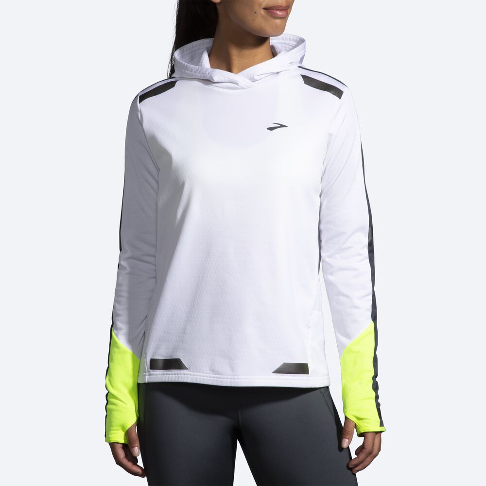 Brooks Run Visible Thermal Kadın Kapüşonlu Sweatshirt Beyaz | TR-260371