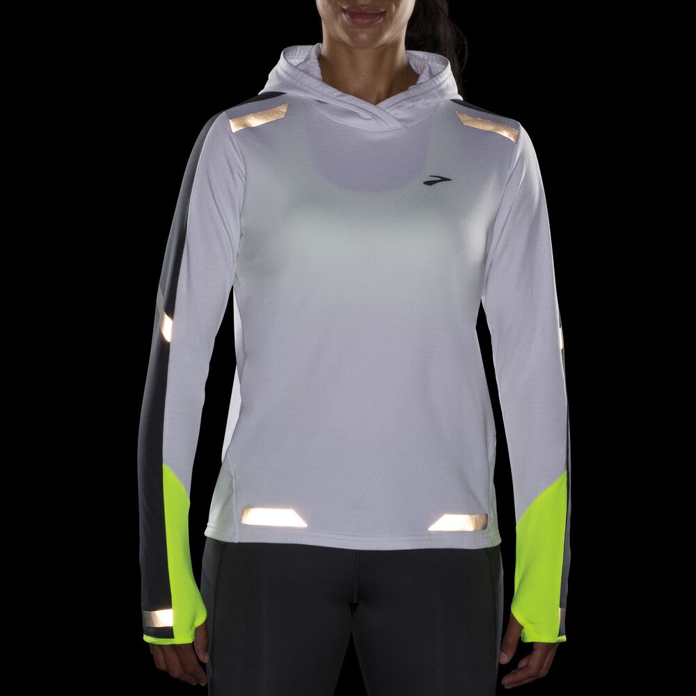 Brooks Run Visible Thermal Kadın Kapüşonlu Sweatshirt Beyaz | TR-260371