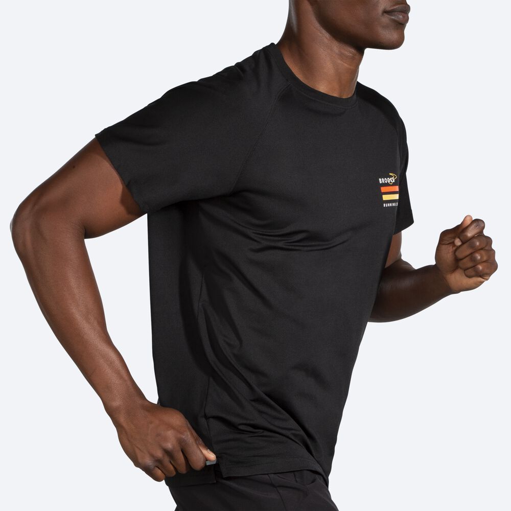 Brooks Run Within Short Sleeve Erkek Tişört Siyah/Çizgili | TR-260897