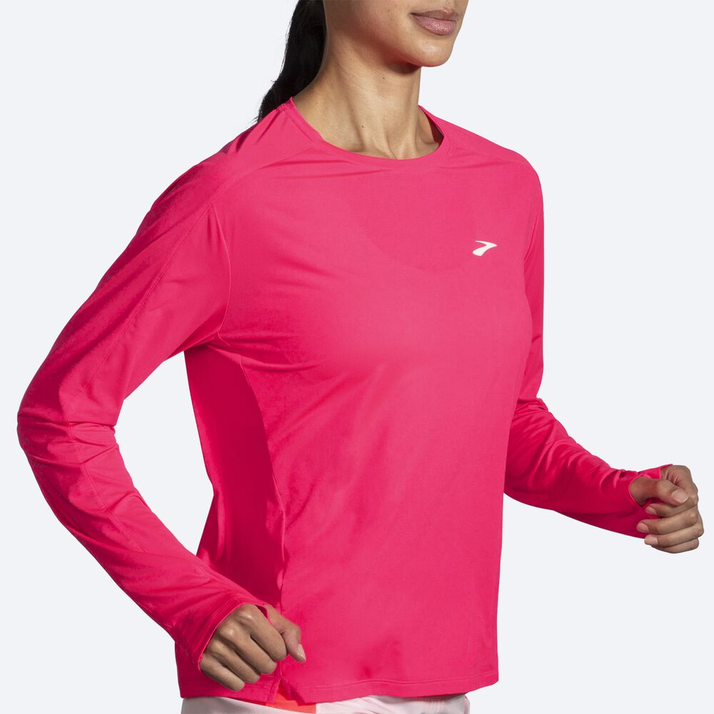 Brooks Sprint Free Long Sleeve 2.0 Kadın Tişört Pembe | TR-378416