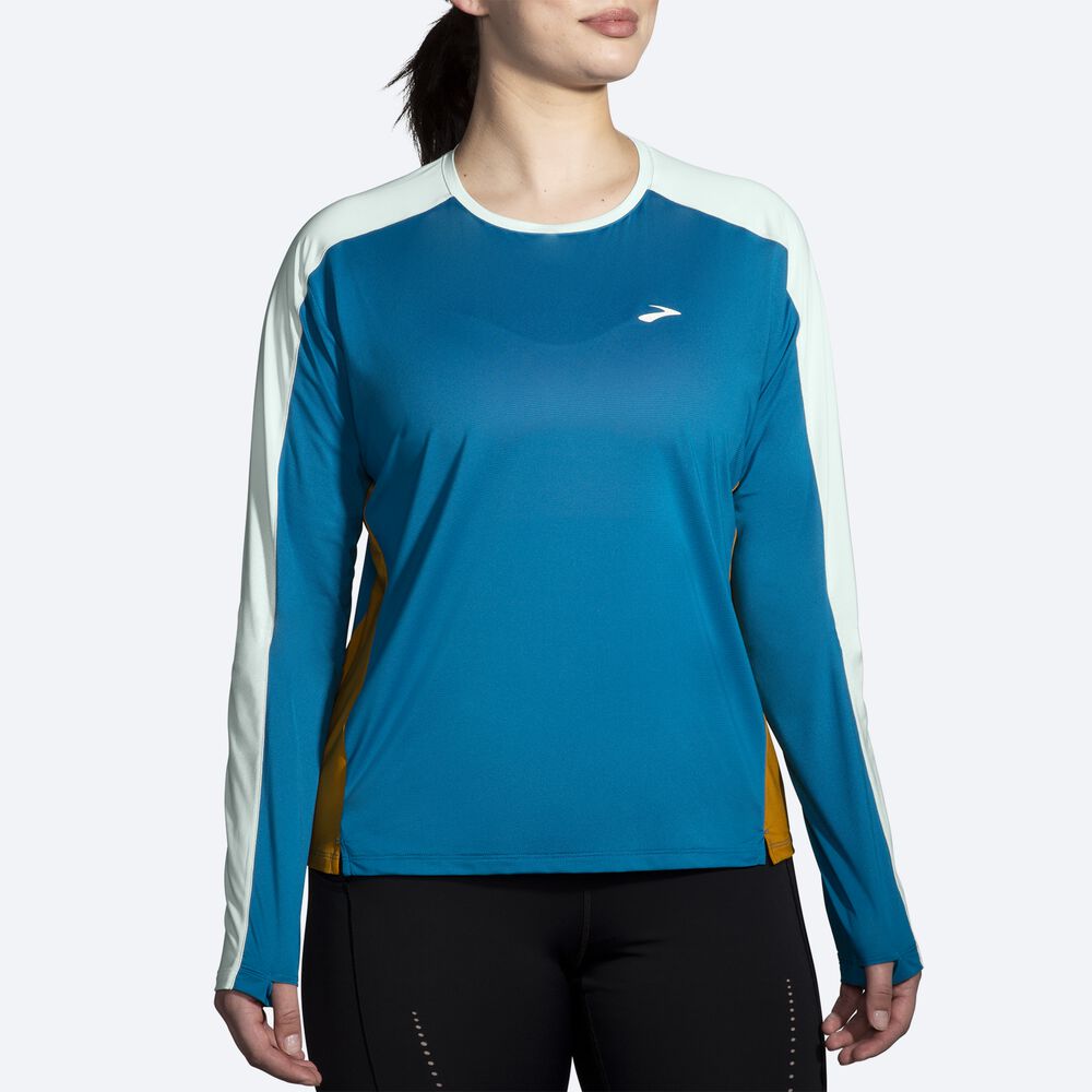 Brooks Sprint Free Long Sleeve 2.0 Kadın Tişört Mavi | TR-608734