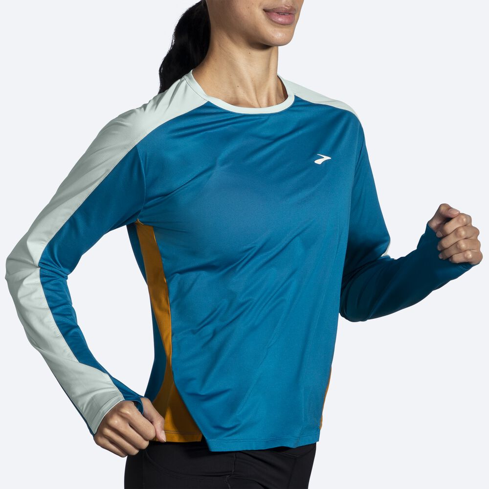 Brooks Sprint Free Long Sleeve 2.0 Kadın Tişört Mavi | TR-608734