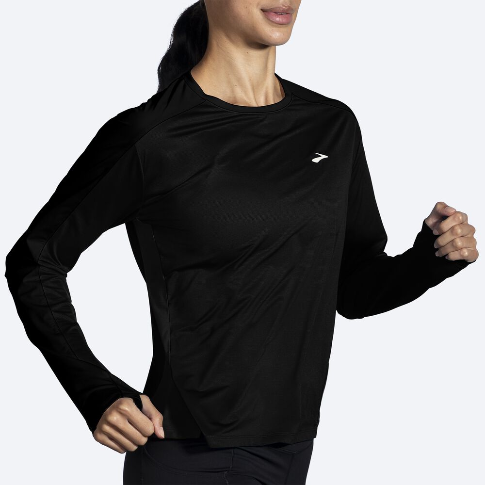 Brooks Sprint Free Long Sleeve 2.0 Kadın Tişört Siyah | TR-978240