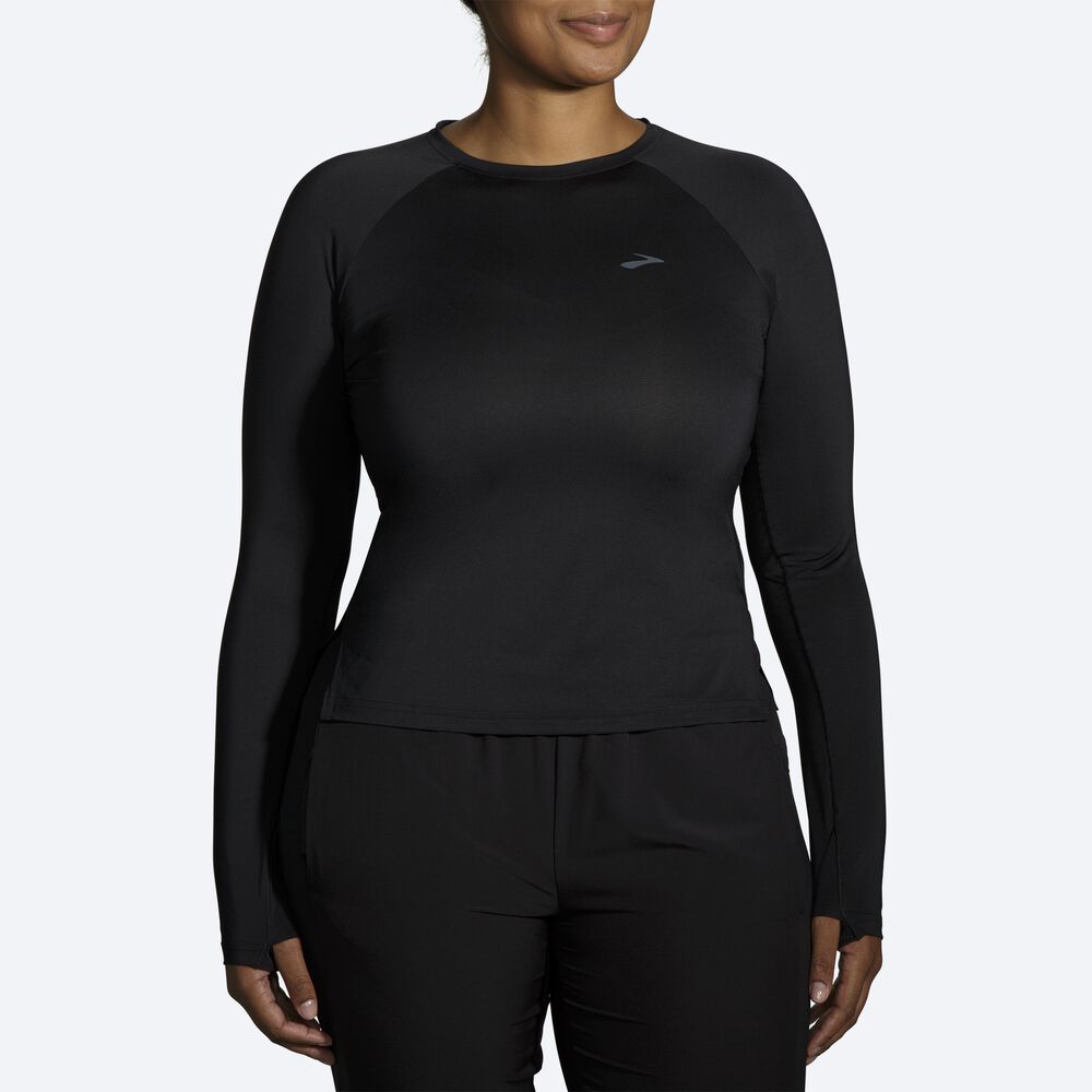 Brooks Sprint Free Long Sleeve Kadın Tişört Siyah | TR-064971