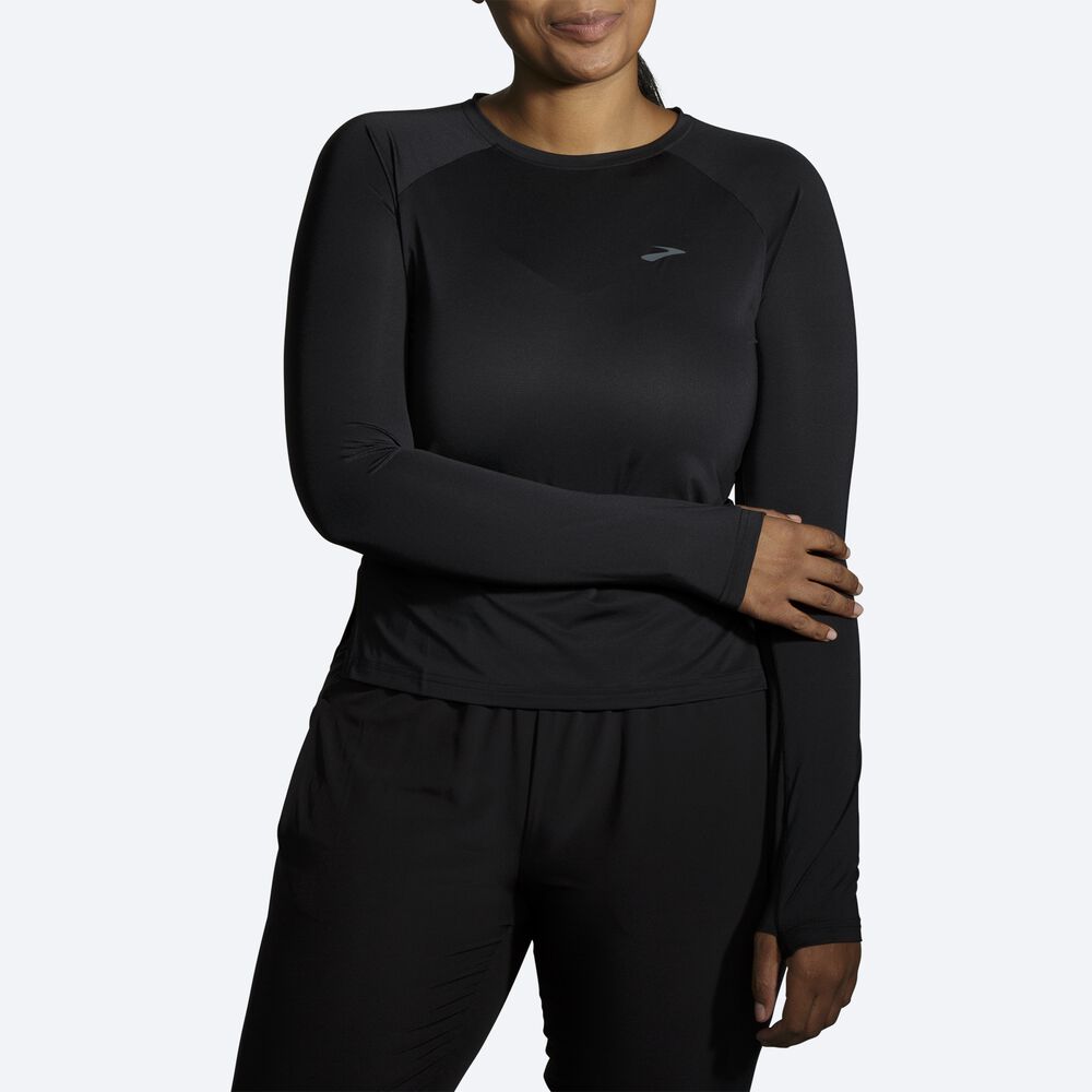 Brooks Sprint Free Long Sleeve Kadın Tişört Siyah | TR-064971