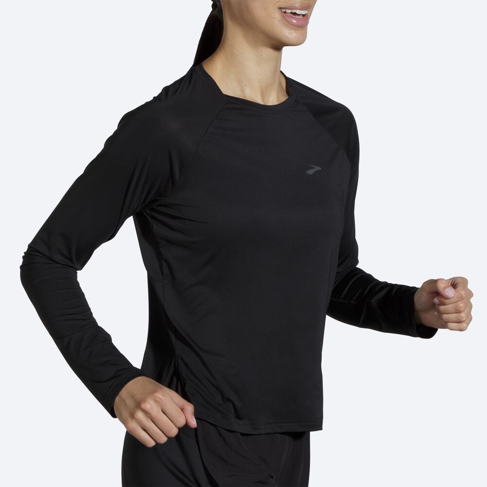 Brooks Sprint Free Long Sleeve Kadın Tişört Siyah | TR-064971