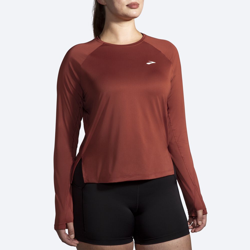 Brooks Sprint Free Long Sleeve Kadın Tişört Bakır | TR-374952