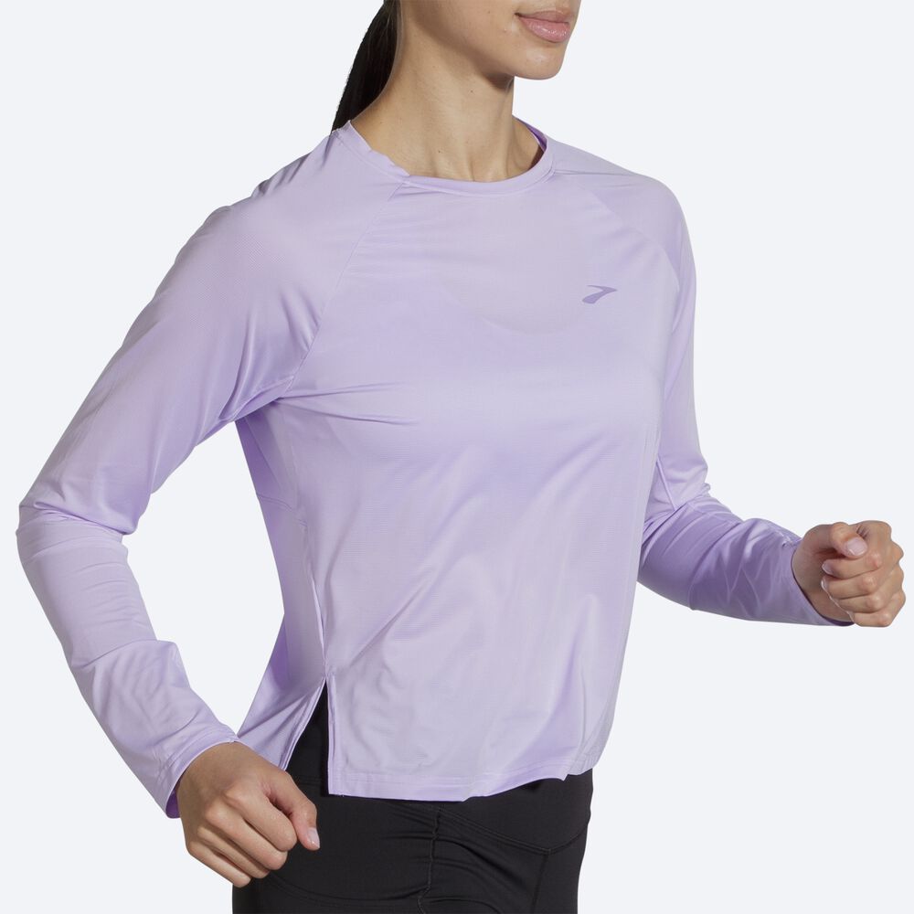 Brooks Sprint Free Long Sleeve Kadın Tişört Mor Gri | TR-378524