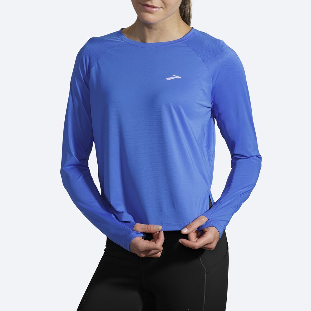 Brooks Sprint Free Long Sleeve Kadın Tişört Mavi | TR-624830