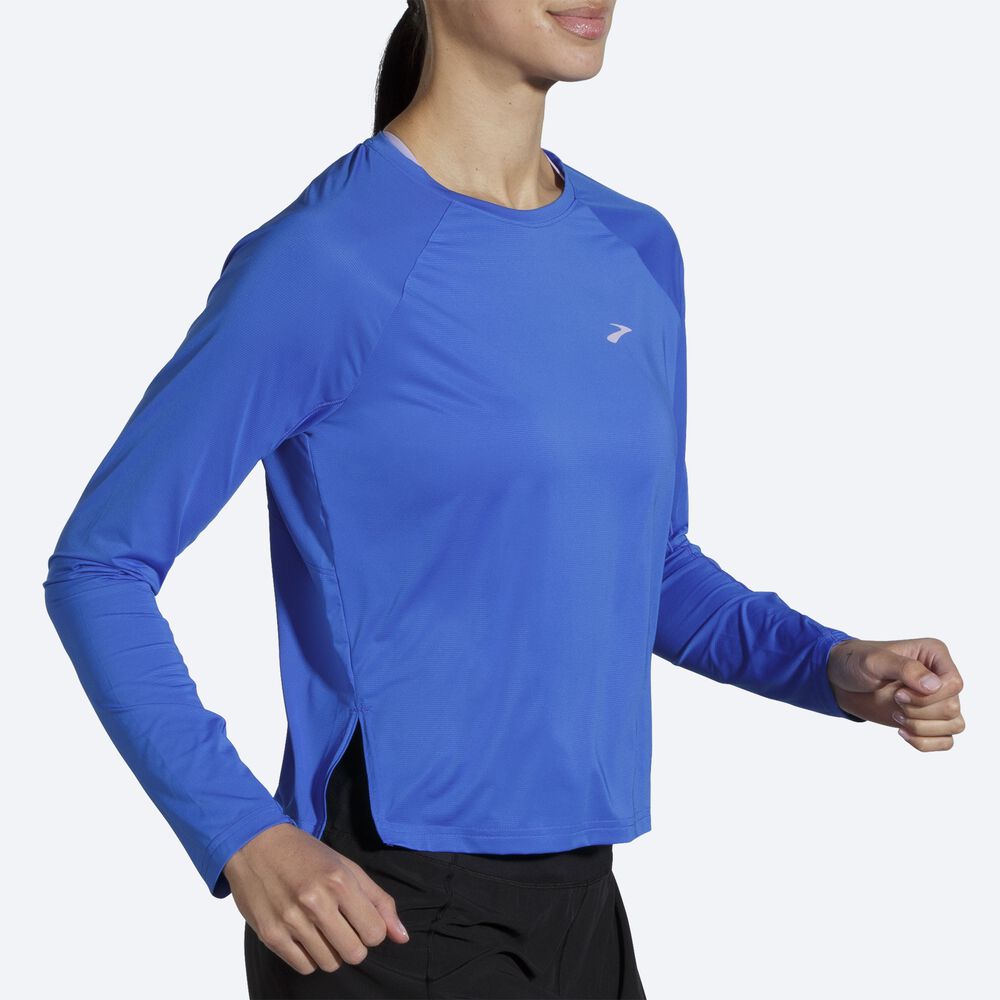 Brooks Sprint Free Long Sleeve Kadın Tişört Mavi | TR-624830