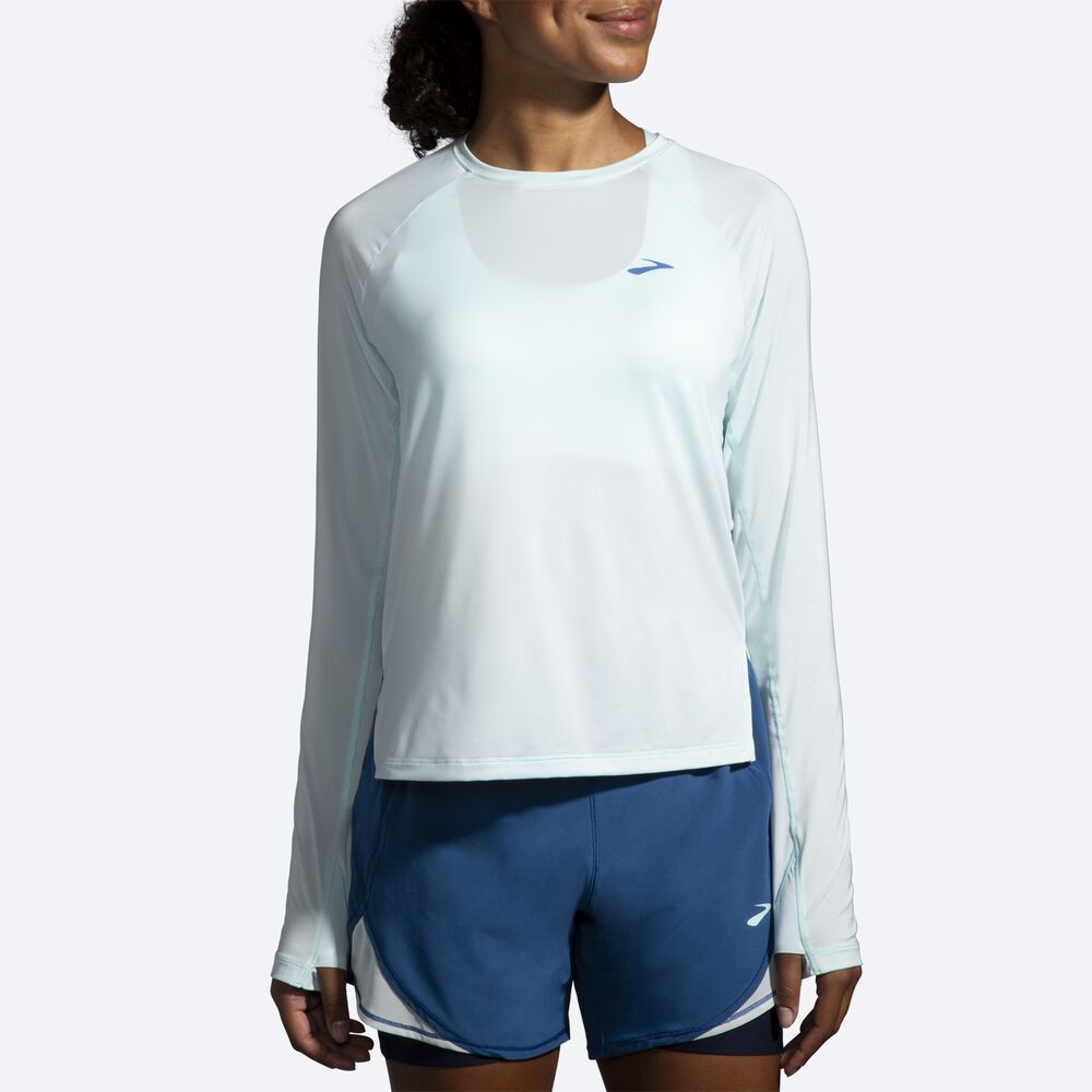 Brooks Sprint Free Long Sleeve Kadın Tişört Mavi | TR-785691