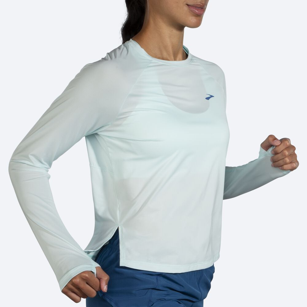 Brooks Sprint Free Long Sleeve Kadın Tişört Mavi | TR-785691