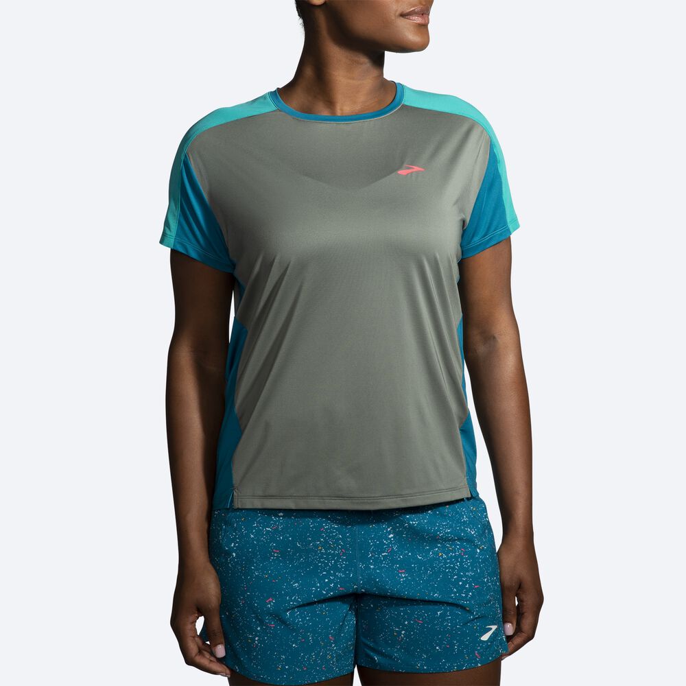 Brooks Sprint Free Short Sleeve 2.0 Kadın Tişört Yeşil | TR-859623