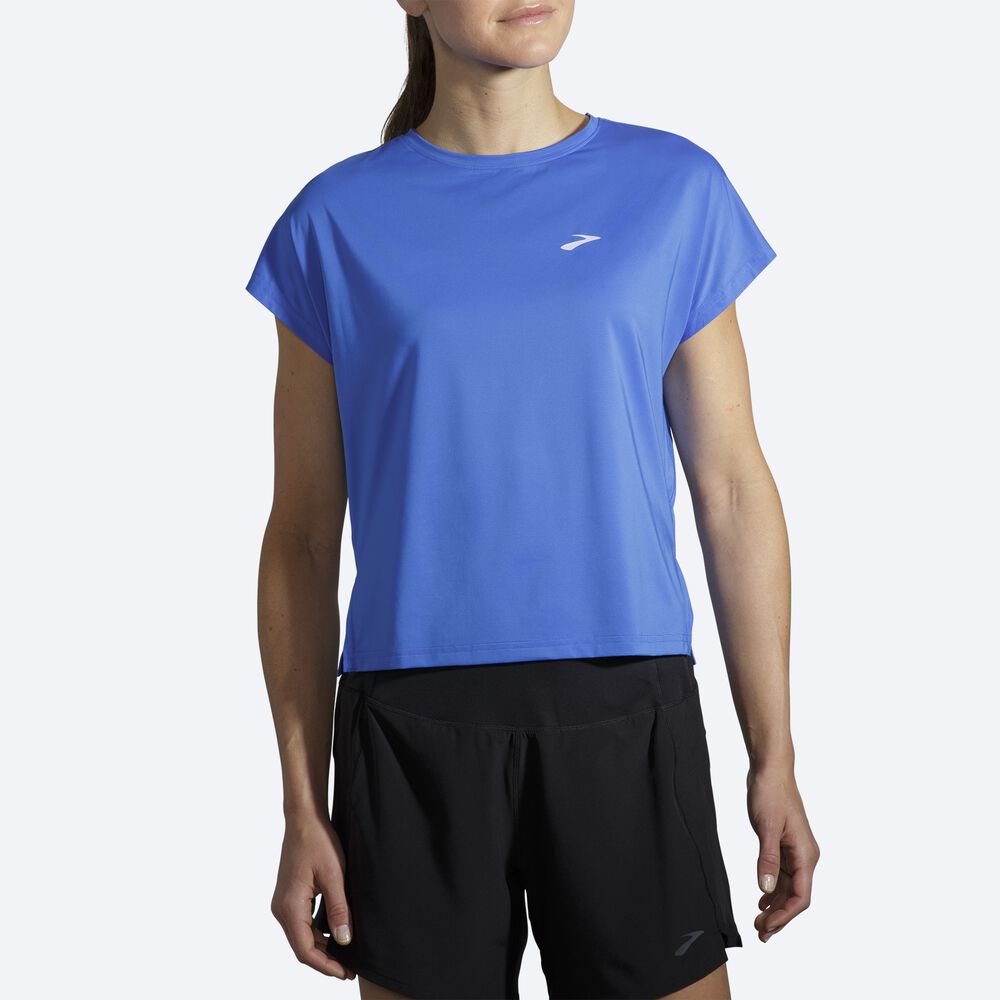 Brooks Sprint Free Short Sleeve Kadın Tişört Mavi | TR-185294