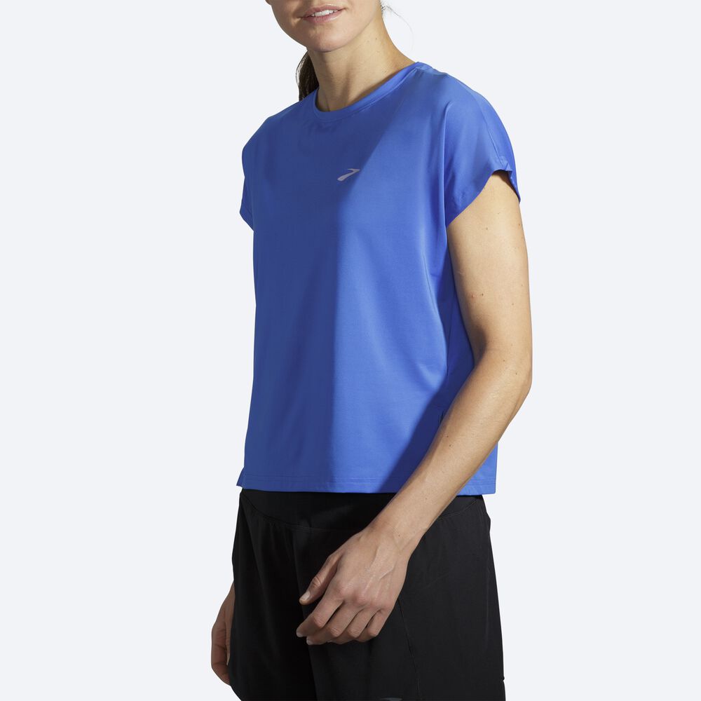 Brooks Sprint Free Short Sleeve Kadın Tişört Mavi | TR-185294