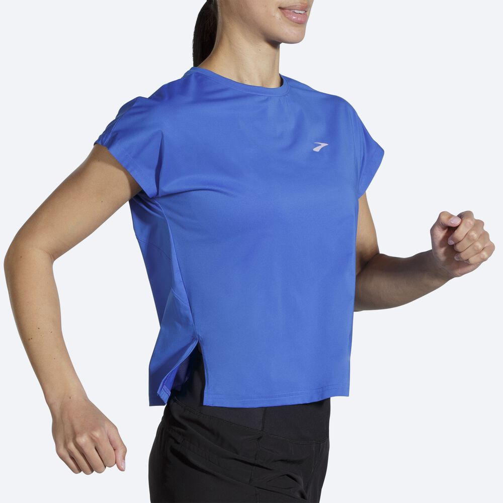 Brooks Sprint Free Short Sleeve Kadın Tişört Mavi | TR-185294