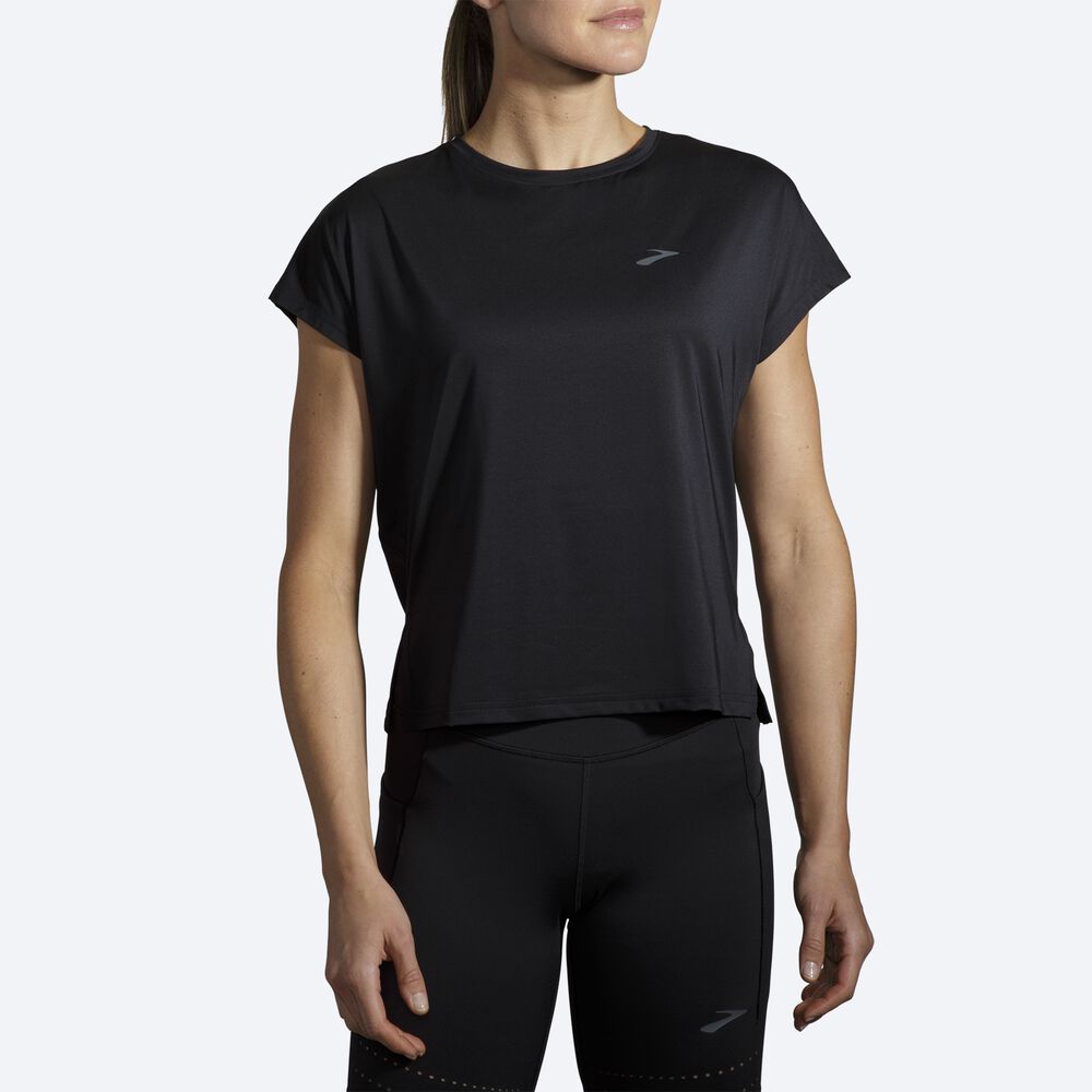 Brooks Sprint Free Short Sleeve Kadın Tişört Siyah | TR-501286