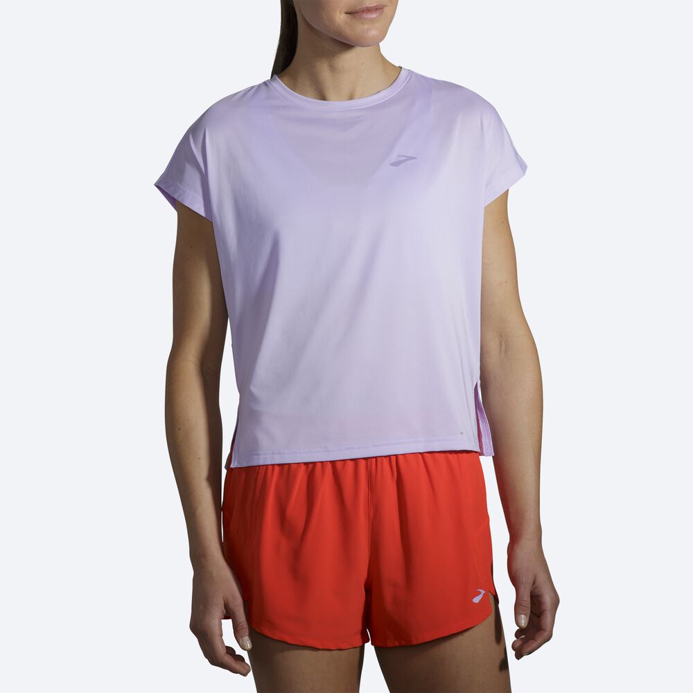 Brooks Sprint Free Short Sleeve Kadın Tişört Mor Gri | TR-583216