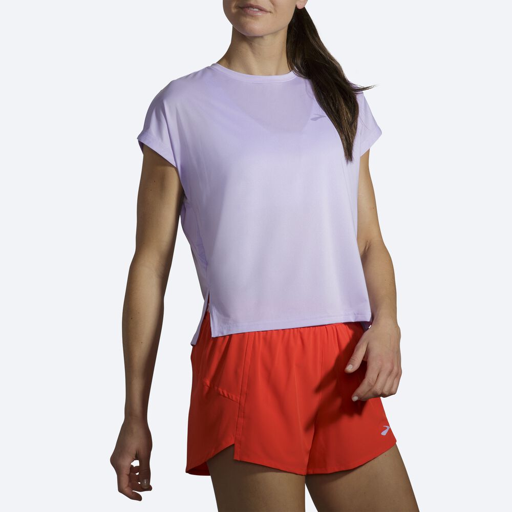 Brooks Sprint Free Short Sleeve Kadın Tişört Mor Gri | TR-583216