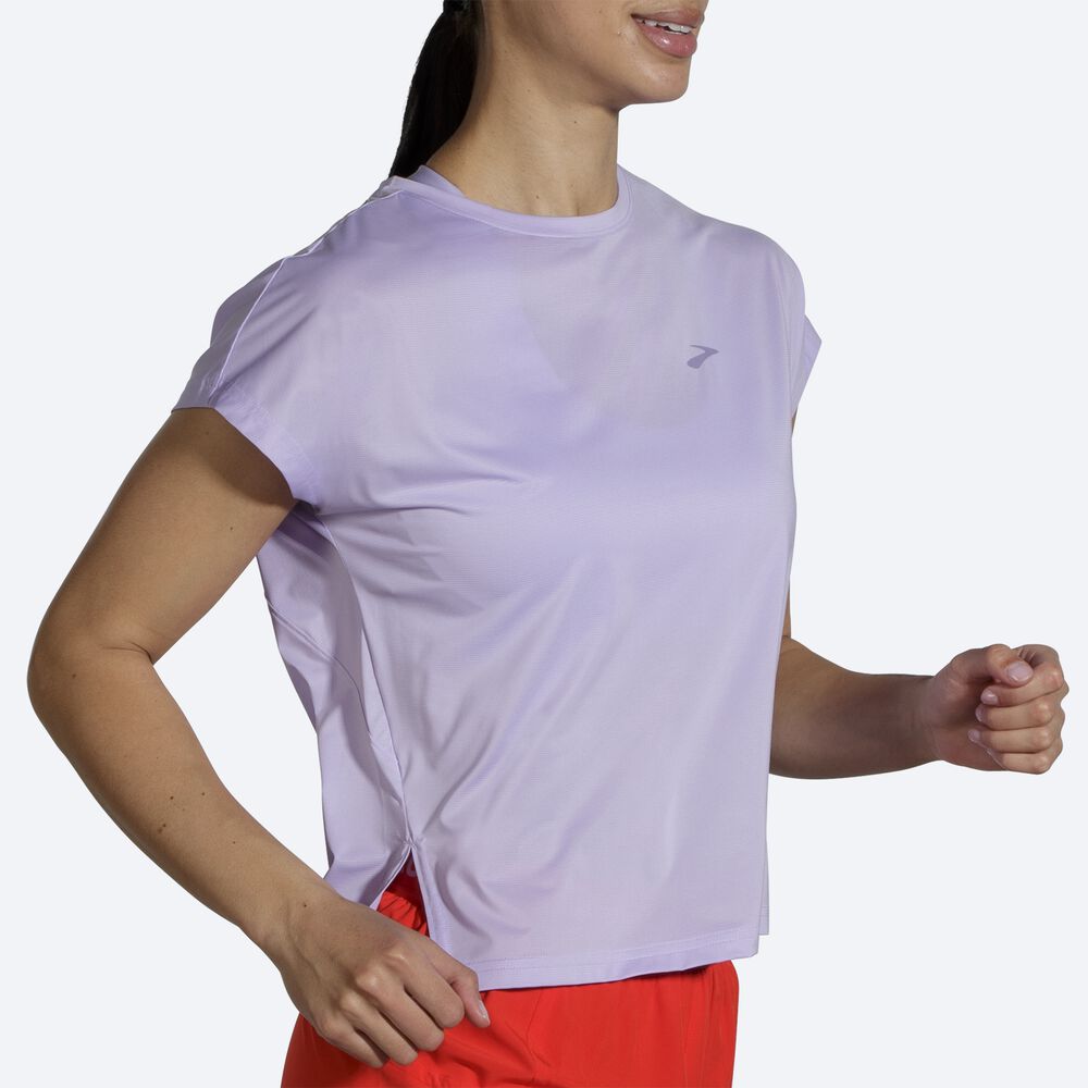 Brooks Sprint Free Short Sleeve Kadın Tişört Mor Gri | TR-583216