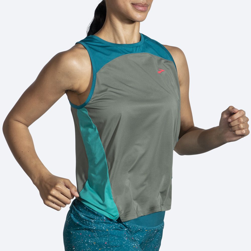 Brooks Sprint Free Tank 2.0 Kadın Atlet Yeşil | TR-574192